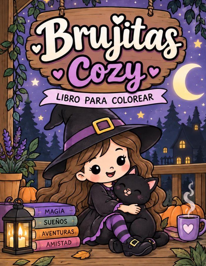 Portada de Brujitas Cozy: Libro para Colorear