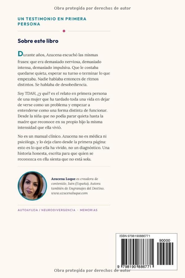 Contraportada de Soy TDAH, ¿y qué?